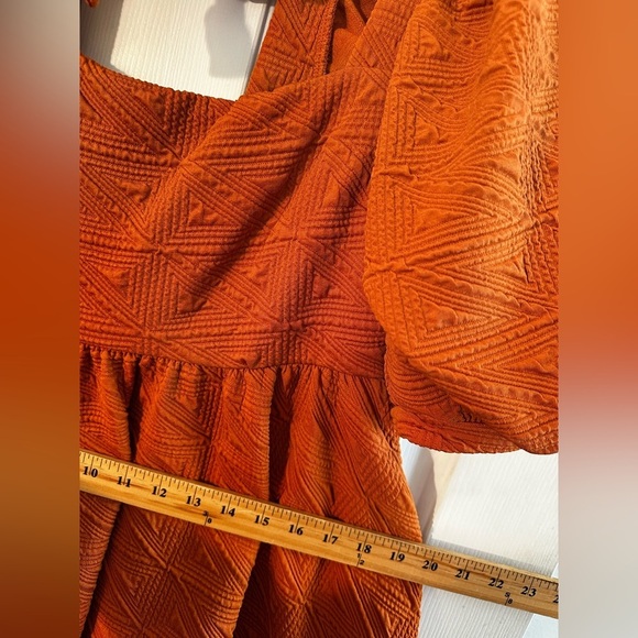 FREE PEOPLE Babydoll SUNSET Sz Large Back Cut Out Bow PUFF Sleeves A-line Dress - Picture 12 of 16